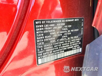 Zdjęcie 12 z 12 samochodu: 2012 VOLKSWAGEN TIGUAN S VIN:WVGBV7AX2CW001808 - miniatura