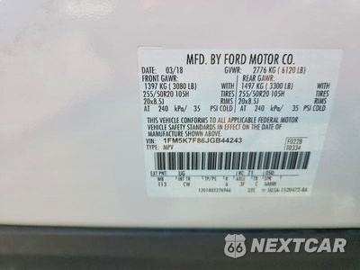 Zdjęcie 13 z 13 samochodu: 2018 FORD EXPLORER LIMITED VIN:1FM5K7F86JGB44243 - miniatura