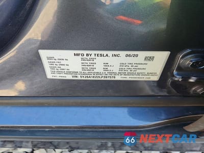 Zdjęcie 13 z 13 samochodu: 2020 TESLA MODEL S VIN:5YJSA1E22LF397576 - miniatura