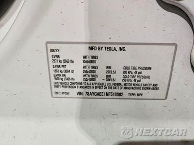 Zdjęcie 12 z 12 samochodu: 2022 TESLA MODEL Y VIN:7SAYGAEE1NF518882 - miniatura