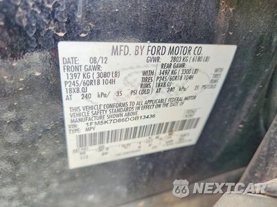 Zdjęcie 13 z 13 samochodu: 2013 FORD EXPLORER XLT VIN:1FM5K7D86DGB13436 - miniatura