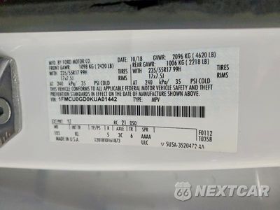 Zdjęcie 12 z 12 samochodu: 2019 FORD ESCAPE SE VIN:1FMCU0GD0KUA01442 - miniatura