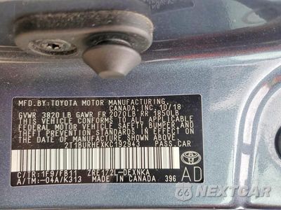 Zdjęcie 12 z 12 samochodu: 2019 TOYOTA COROLLA LE VIN:2T1BURHEXKC192943 - miniatura