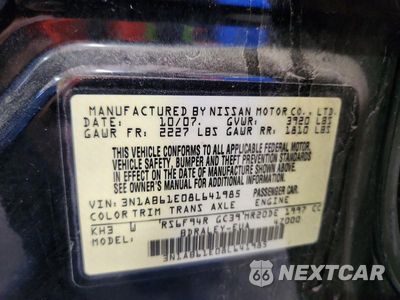 Zdjęcie 12 z 12 samochodu: 2008 NISSAN SENTRA 2.0 VIN:3N1AB61E08L641985 - miniatura