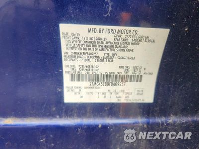 Zdjęcie 13 z 13 samochodu: 2015 FORD FLEX SEL VIN:2FMGK5C80FBA09257 - miniatura
