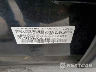 Zdjęcie 13 z 13 samochodu: 2013 HONDA PILOT EXL VIN:5FNYF4H66DB011139 - miniatura