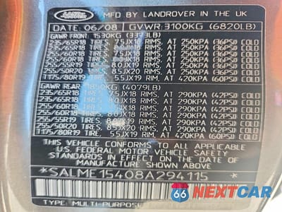 Zdjęcie 13 z 13 samochodu: 2008 LAND ROVER RANGE ROVER HSE VIN:SALME15408A294115 - miniatura