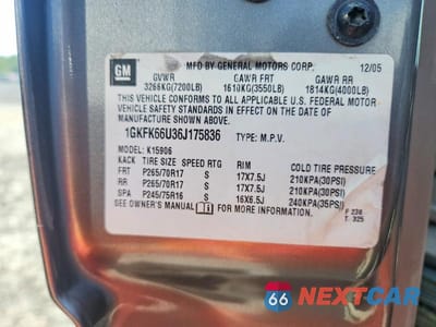 Zdjęcie 13 z 13 samochodu: 2006 GMC YUKON XL DENALI VIN:1GKFK66U36J175836 - miniatura