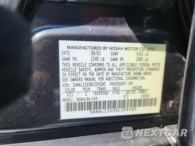 Zdjęcie 12 z 12 samochodu: 2006 NISSAN ALTIMA 2.5 VIN:1N4AL11D36C104160 - miniatura