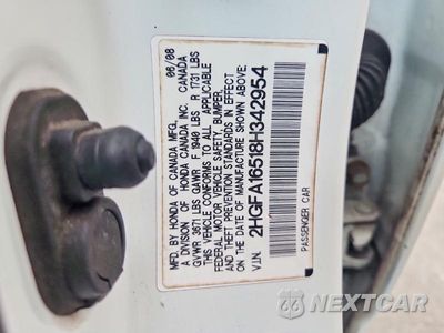 Zdjęcie 12 z 12 samochodu: 2008 HONDA CIVIC LX VIN:2HGFA16518H342954 - miniatura