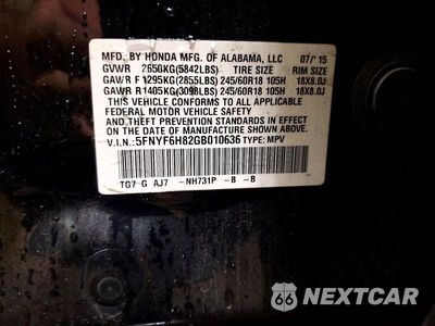 Zdjęcie 14 z 14 samochodu: 2016 HONDA PILOT EXL VIN:5FNYF6H82GB010636 - miniatura