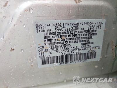 Zdjęcie 12 z 12 samochodu: 2014 NISSAN SENTRA SV VIN:3N1AB7AP7EY234025 - miniatura