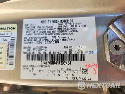 Zdjęcie 12 z 12 samochodu: 2015 FORD FUSION SE VIN:3FA6P0HD4FR309434 - miniatura