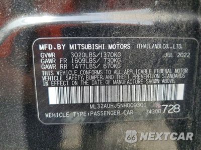 Zdjęcie 13 z 13 samochodu: 2022 MITSUBISHI MIRAGE ES VIN:ML32AUHJ5NH009301 - miniatura
