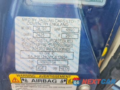 Zdjęcie 12 z 12 samochodu: 1998 JAGUAR XJ8 VIN:SAJHX1240WC813934 - miniatura