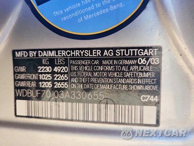 Zdjęcie 12 z 12 samochodu: 2003 MERCEDES-BENZ E 500 VIN:WDBUF70J03A330655 - miniatura