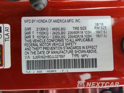 Zdjęcie 13 z 13 samochodu: 2018 HONDA CR-V EXL VIN:5J6RW2H80JL027897 - miniatura