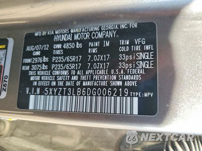 Zdjęcie 12 z 12 samochodu: 2013 HYUNDAI SANTA FE SPORT 2.4L VIN:5XYZT3LB6DG006219 - miniatura