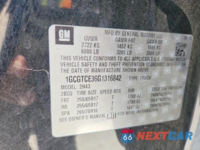 Zdjęcie 12 z 12 samochodu: 2016 CHEVROLET COLORADO LT VIN:1GCGTCE36G1316842 - miniatura