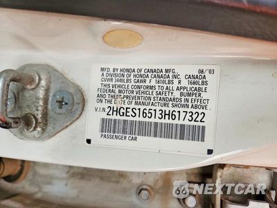Zdjęcie 12 z 12 samochodu: 2003 HONDA CIVIC LX VIN:2HGES16513H617322 - miniatura