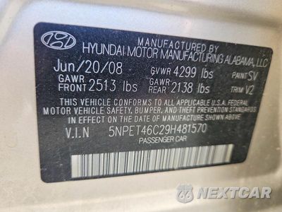Zdjęcie 12 z 12 samochodu: 2009 HYUNDAI SONATA GLS VIN:5NPET46C29H481570 - miniatura