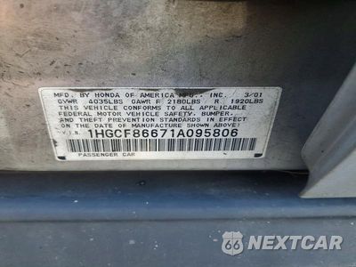 Zdjęcie 12 z 12 samochodu: 2001 HONDA ACCORD VALUE VIN:1HGCF86671A095806 - miniatura