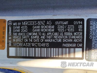 Zdjęcie 12 z 12 samochodu: 1994 MERCEDES-BENZ E 320 VIN:WDBEA32E1RC104813 - miniatura