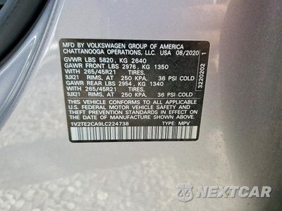Zdjęcie 13 z 13 samochodu: 2020 VOLKSWAGEN ATLAS CROSS SPORT SEL PREMIUM R-LINE VIN:1V2TE2CA9LC224738 - miniatura