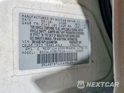 Zdjęcie 12 z 12 samochodu: 2018 NISSAN SENTRA SV VIN:3N1AB7AP1JL648134 - miniatura