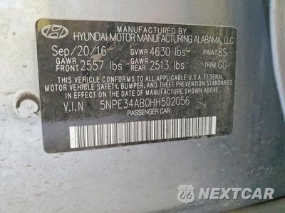 Zdjęcie 12 z 12 samochodu: 2017 HYUNDAI SONATA SPORT 2.0T VIN:5NPE34AB0HH502056 - miniatura