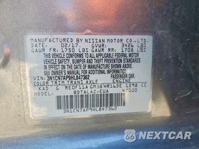 Zdjęcie 12 z 12 samochodu: 2017 NISSAN VERSA 1.6 S PLUS VIN:3N1CN7AP9HL847362 - miniatura
