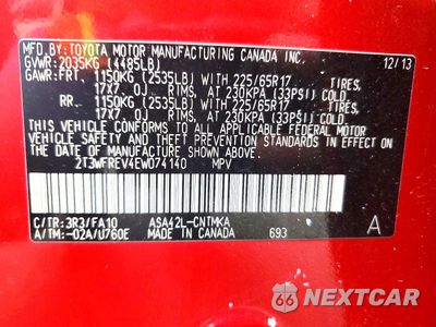 Zdjęcie 13 z 13 samochodu: 2014 TOYOTA RAV4 XLE VIN:2T3WFREV4EW074140 - miniatura