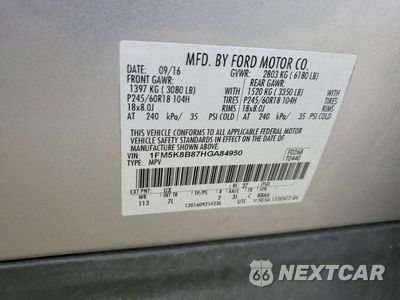Zdjęcie 13 z 13 samochodu: 2017 FORD EXPLORER VIN:1FM5K8B87HGA84950 - miniatura