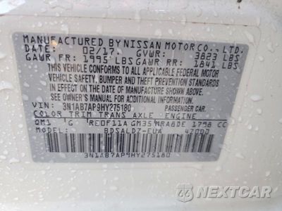 Zdjęcie 12 z 12 samochodu: 2017 NISSAN SENTRA SV VIN:3N1AB7AP9HY275180 - miniatura