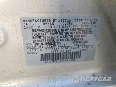Zdjęcie 12 z 12 samochodu: 2016 NISSAN VERSA 1.6 SV VIN:3N1CN7AP3GL827185 - miniatura