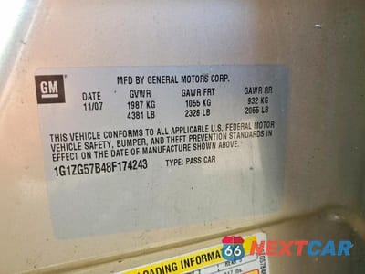 Zdjęcie 12 z 12 samochodu: 2008 CHEVROLET MALIBU LS VIN:1G1ZG57B48F174243 - miniatura