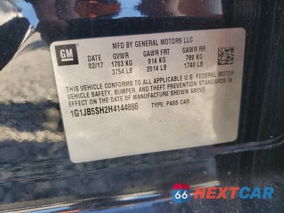 Zdjęcie 12 z 12 samochodu: 2017 CHEVROLET SONIC LS VIN:1G1JB5SH2H4144886 - miniatura
