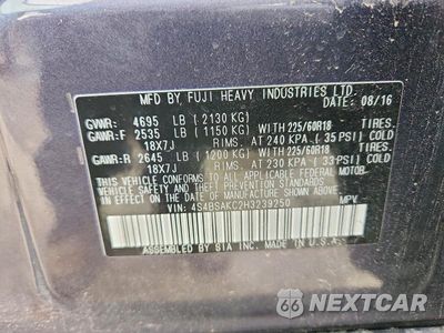Zdjęcie 14 z 14 samochodu: 2017 SUBARU OUTBACK 2.5I LIMITED VIN:4S4BSAKC2H3239250 - miniatura