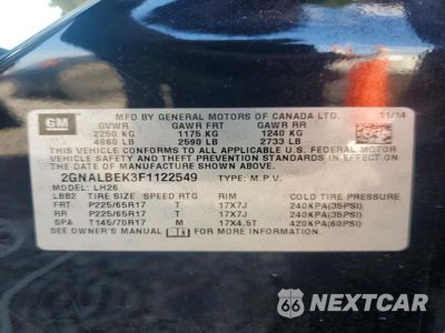 Zdjęcie 13 z 13 samochodu: 2015 CHEVROLET EQUINOX LT VIN:2GNALBEK3F1122549 - miniatura