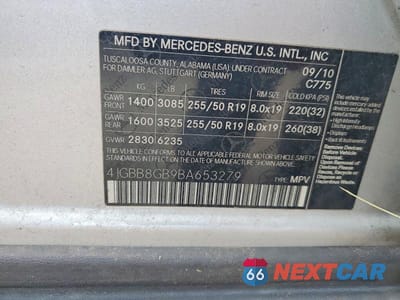 Zdjęcie 12 z 12 samochodu: 2011 MERCEDES-BENZ ML 350 4MATIC VIN:4JGBB8GB9BA653279 - miniatura