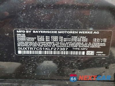 Zdjęcie 13 z 13 samochodu: 2019 BMW X3 SDRIVE30I VIN:5UXTR7C51KLF27387 - miniatura