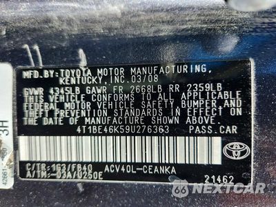Zdjęcie 12 z 12 samochodu: 2009 TOYOTA CAMRY LE VIN:4T1BE46K59U276363 - miniatura