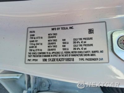 Zdjęcie 12 z 12 samochodu: 2026 TESLA MODEL 3 VIN:5YJ3E1EA3TF189318 - miniatura