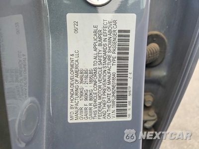 Zdjęcie 12 z 12 samochodu: 2022 HONDA CIVIC SPORT VIN:19XFL2H82NE018540 - miniatura