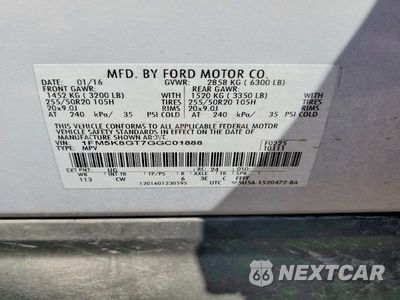 Zdjęcie 13 z 13 samochodu: 2016 FORD EXPLORER SPORT VIN:1FM5K8GT7GGC01888 - miniatura