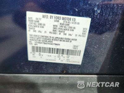 Zdjęcie 13 z 13 samochodu: 2017 FORD EXPLORER VIN:1FM5K7B87HGC75651 - miniatura