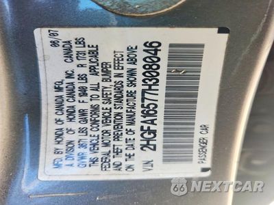 Zdjęcie 12 z 12 samochodu: 2007 HONDA CIVIC LX VIN:2HGFA16577H308046 - miniatura