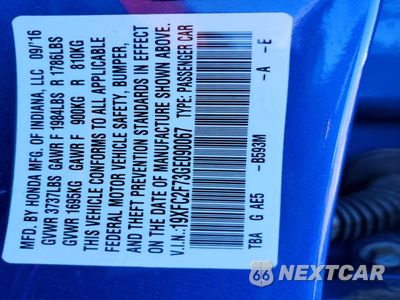 Zdjęcie 12 z 12 samochodu: 2016 HONDA CIVIC EX VIN:19XFC2F73GE090067 - miniatura