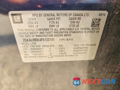 Zdjęcie 13 z 13 samochodu: 2015 GMC TERRAIN SLE VIN:2GKALMEK4F6123141 - miniatura