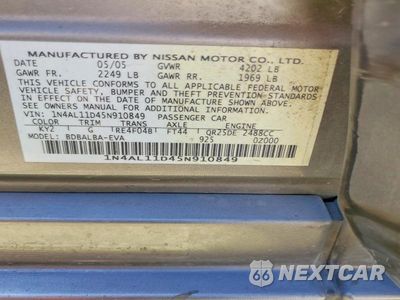 Zdjęcie 12 z 12 samochodu: 2005 NISSAN ALTIMA 2.5 VIN:1N4AL11D45N910849 - miniatura
